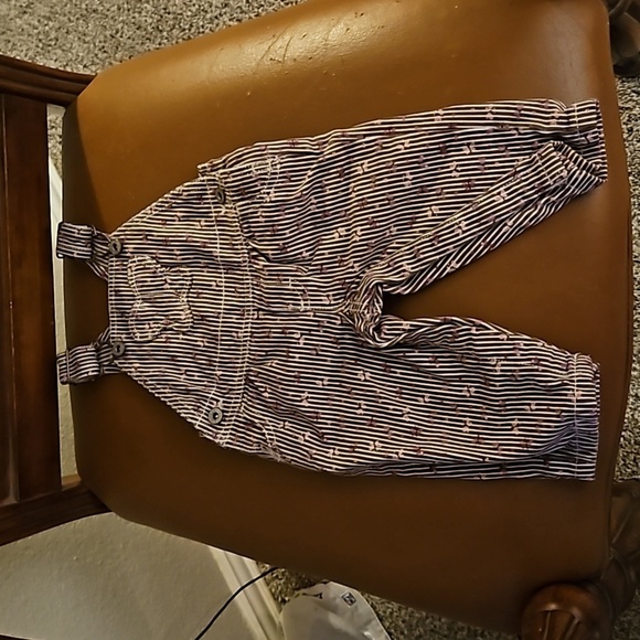 VTG OSHKOSH B'GOSH Striped Butterfly Denim Overalls - Picture 5 of 8